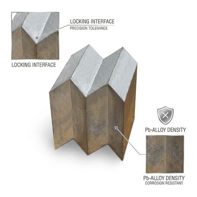99.994% Pure Lead Shielding Bricks with Double-Herringbone Interlocking for Customizable Thickness 8mm-200mm Radiation Protection
